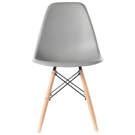 Fabulaxe Plastic DSW Shell Dining Chair with Solid Beech Wooden Dowel Eiffel Legs, Gray QI003746.GY